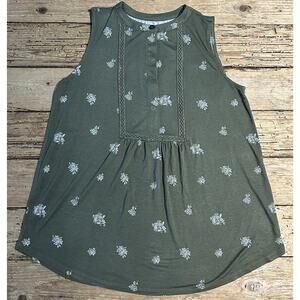 Loft Outlet Women’s Size XS Olive Green Button Sleeveless Blouse NWOT